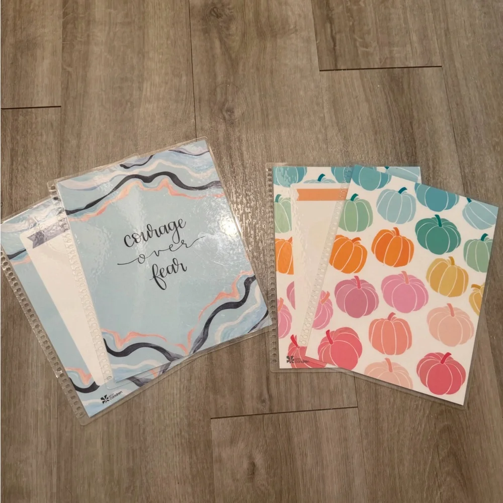 Erin Condren Courage Over Fear Planner and Multicolor Pumpkins